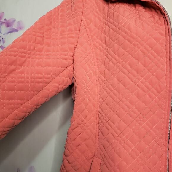 Gallery Coral Quilted Lined Lightweight Zip Blazer Jacket L - Picture 4 of 11